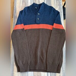 American Eagle Outfitters Color Block Sweater Navy/Brown/Orange